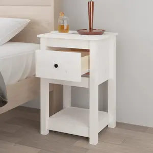 Berkfield Bedside Cabinets 2 pcs White 40x35x61.5 cm Solid Wood Pine