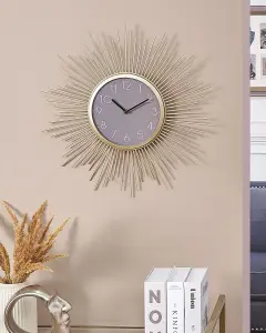 Beliani Industrial Wall Clock SOLURA Metal Gold