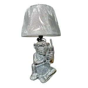 Monkey Table Lamp With Shade Crushed Jewel Romany Diamante Silver