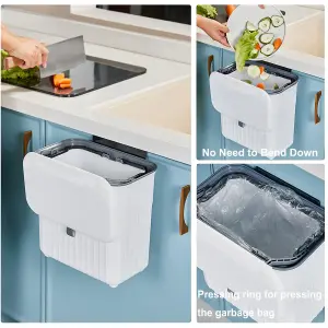 Kitchen Bin Hanging Trash Can with Lid Wall-mounted Waste Bin for Kitchen Cabinet Door Under Sink Compost Bins with Sliding Cover