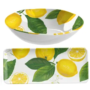 Purely Home Lemon Fresh 2 Piece Melamine Salad & Nibbles Serving Set