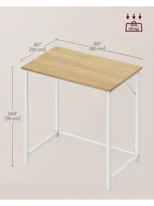 VASAGLE Computer Desk, Small Office Desk And Workstation, Work Desk For Home Office,Study,Metal Frame, Natural Oak And Pearl White