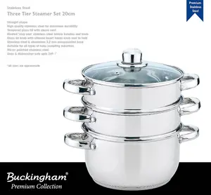 Buckingham Premium Induction Stainless Steel Three Tier Steamer Set  20 cm