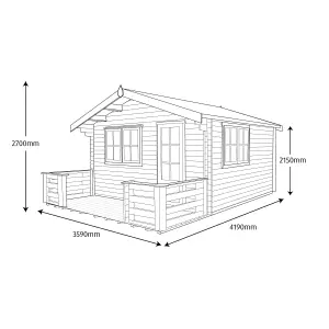 Shire Kinver 12x14 ft & 1 window Apex Wooden Cabin with Felt tile roof - Assembly service included