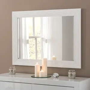 Madge Glass Wall Mirror Gloss White / 74.5cm H x 102.5cm W