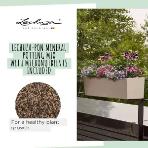 LECHUZA BALCONERA Stone 50 Quartz White Self-watering Planter with Substrate and Water Level Indicator H19 L50 W19 cm, 8L