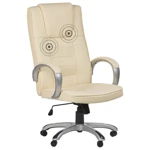 Massage Chair Faux Leather Cream GRANDEUR