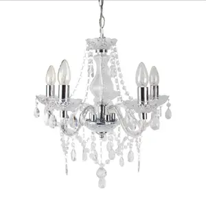 First Choice Lighting Set of 2 Clear and Chrome Marie Therese Style 5 x 40W Chandelier