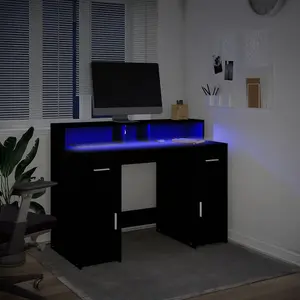 Berkfield Desk with LED Lights Black 120x55x91 cm Engineered Wood