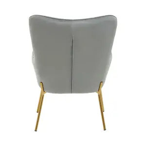 Interiors by Premier High Back Grey Velvet Armchair with Gold Legs, Versatile And Durable Armchair, Easy to Maintain Bucket Chair