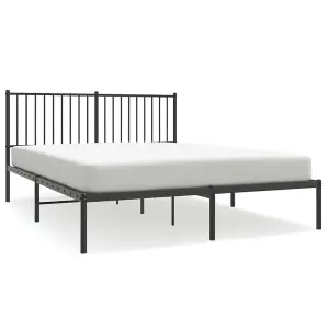 Berkfield Metal Bed Frame with Headboard Black 150x200 cm 5FT King Size