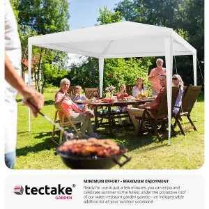 Gazebo Baraban - 3 x 3 m, with 3 side panels, weather & UV-resistant, guy ropes incl. - white