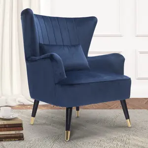 Velvet Blue Camila Accent Wingback Chair