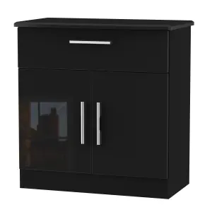 Harrow 1 Drawer 2 Door Sideboard in Black Gloss (Ready Assembled)