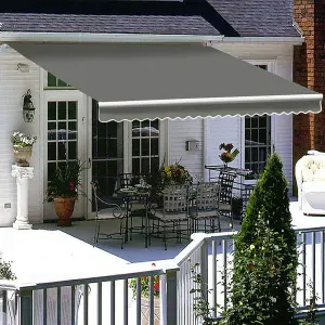 2.5M x 2M Retractable Awning, Manual Awnings for Patio Sun Shade Shelter, Grey