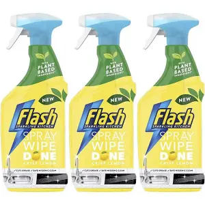 Flash Spray Wipe Done Kitchen Crisp Lemon 800ml (Pack of 3)