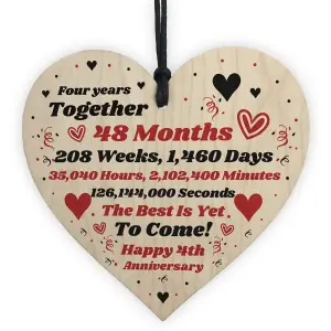 4th Anniversary Gift Husband Wife Wedding One Year Mr Mrs Gift Wood Heart