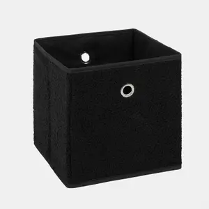 OHS Boucle Cube Folding Space Saving Storage Boxes, Black - 8 Pack