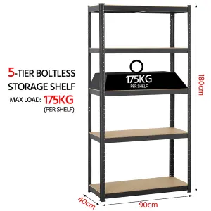 Yaheetech Black Metal 5 Tier Storage Rack with Adjustable Shelves