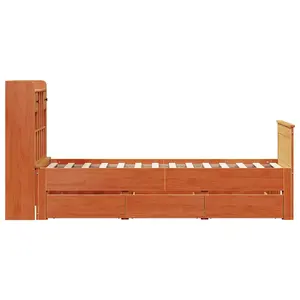 Berkfield Bookcase Bed without Mattress Wax Brown 90x190 cm Single Solid Wood Pine