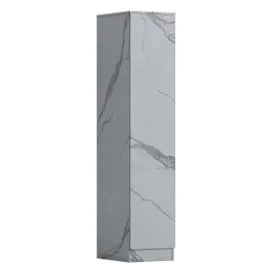 ZITA - 1 Door Plain Wardrobe + 1 Door Plain Wardrobe in Matt White Marble Effect