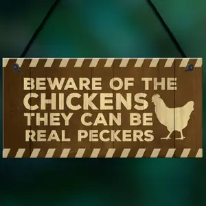 Beware Of The Chickens Sign Funny Chicken Coop Sign Home Plaque Family Gift