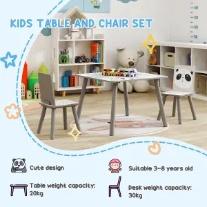 ZONEKIZ Kids Table and Chair Set, Toddler Table with 2 Chairs, Grey