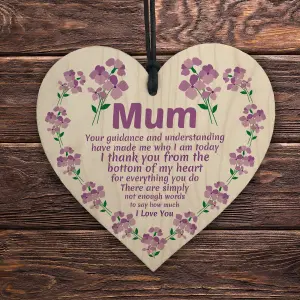 Red Ocean I Love You Mum Gift For Mothers Day Birthday Wood Heart Mum Gifts From Daughter Son Thank You Gift For Mum