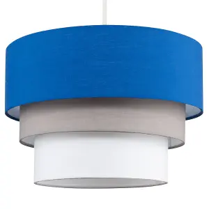 ValueLights Aztec Blue Ceiling Pendant Shade and B22 GLS LED 10W Warm White 3000K Bulb