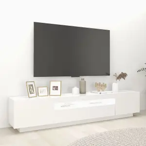 Berkfield TV Cabinet with LED Lights White 200x35x40 cm