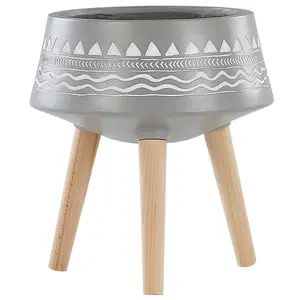 Elevated Plant Pot WERIA Ceramic Light Grey