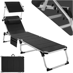 Sun Lounger Lorella - padded, foldable, with aluminium frame - beige