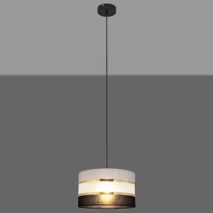 Luminosa Helen Cylindrical Pendant Ceiling Light Black, Gold, Grey 25cm