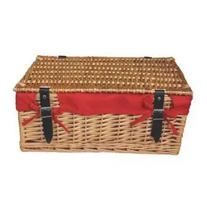 Wicker Packaging Hamper Basket with Lining Red