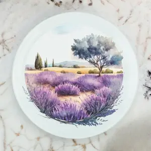 Lavender Round Glass Worktop Saver - Textured Chopping Board Worktop Protector