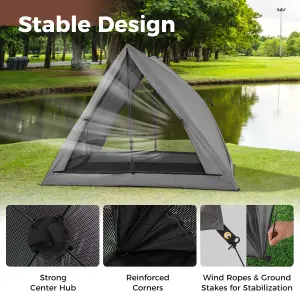 Costway 2-3 People Instant Pop-up Camping Tent 360 One-Way See-Through Shelter Tent