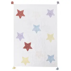 Cotton Kids Area Rug Stars Print 140 x 200 cm Multicolour MEREVI