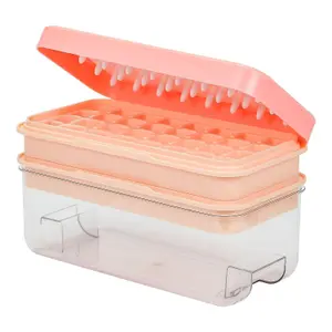 Ice Cube Tray - Cube Ice Ice Trays with Lid & Bin for Freezer - Mini Ice Cube Maker - 64pcs Easy Ice Cube Removal