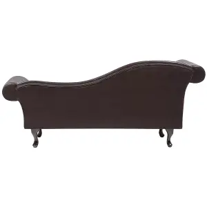 Left Hand Faux Leather Chaise Lounge Brown LATTES