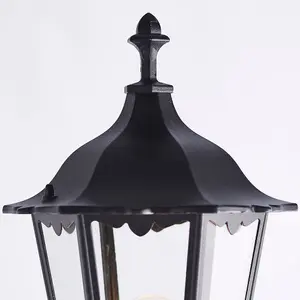 4 PACK Outdoor Post Lantern Bollard Light Matt Black & Glass 2180mm Tall Lamp