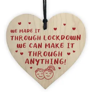 Red Ocean Novelty Gift For Boyfriend Husband Wooden Heart Anniversary Lockdown Gifts For Him Her