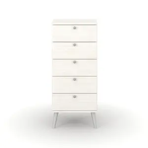 Core Products Augusta Curve 5 drawer narrow chest , White