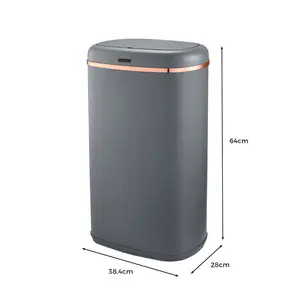 Cavaletto Steel Open Rubbish Bin - 58L Grey / Rose Gold