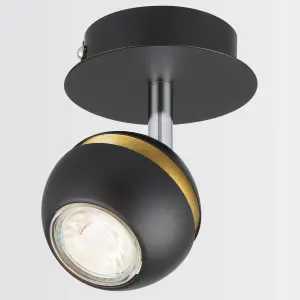 Austin Single Round Black and Gold Spotlight by Arlec