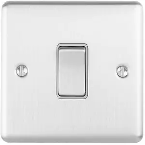 2 PACK 1 Gang Single INTERMEDIATE Light Switch SATIN STEEL & Grey 10A Rocker