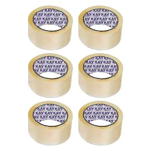 KAV Strong Adhesive Clear Packaging Tape - 48MM x 66M Rolls for Secure Box Sealing, Parcel Tape with Improved Formula