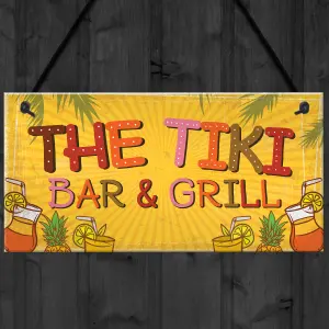 Red Ocean Tiki Bar Grill Party Hanging Home Bar Pub Plaque BBQ Cocktails Beach Decoration Sign