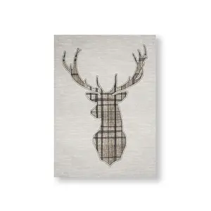 Tartan Stag Printed Canvas Stitched Wall Art