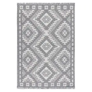 Ankara Grey Aztec Woven effect Medium Rug, (L)170cm x (W)120cm