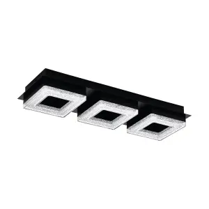 EGLO Fradelo 1 LED Rectangular Black/Crystal Ceiling Light